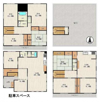 建物は鉄骨造３階建で３１６．４２㎡もある広々とした８ＬＬＤＤ