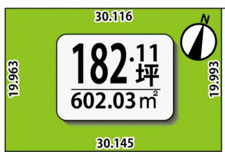 更地　北西角地　整形地　建築条件なし売り土地