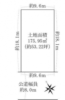 更地　整形地　南向き　建築条件なし売り土地