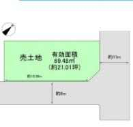 更地　北東角地　整形地　建築条件なし売り土地