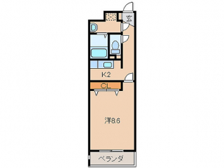 バス・トイレ別で1Kタイプのお部屋です