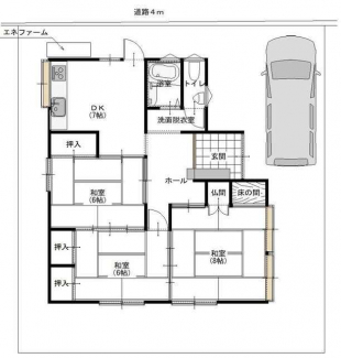 延床面積は約６６．０１㎡。間取りは３ＤＫ