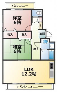 リビング広々2LDK