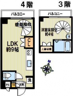 約３１平米　１ＬＤＫ　メゾネット