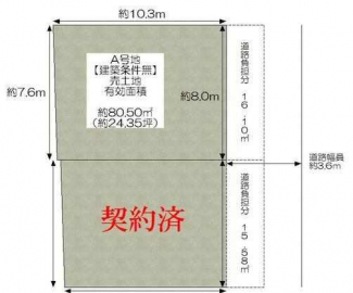 更地　東向き　整形地　建築条件なし売り土地