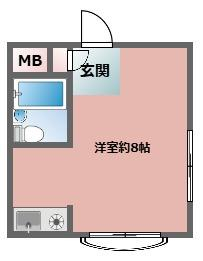 専有面積16.96㎡　南向き住戸　