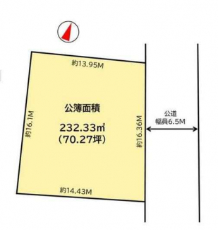 更地　東向き　整形地　建築条件なし売り土地