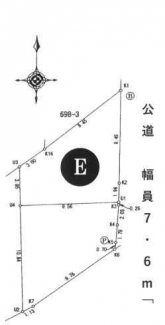 ２分割の場合Ｅ号地　　東向き　土地面積７３．９１㎡　価格１５