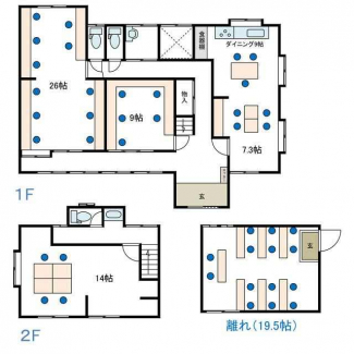 1階・2階・離れ間取り図