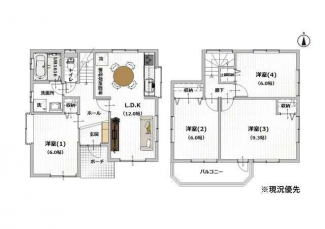 【リフォーム後の間取り】４ＬＤＫ　建物面積：９０．２６㎡（２