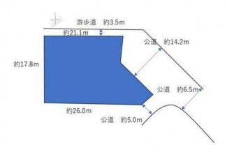 東向き　建築条件なし売り土地　古家あり