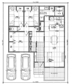 プラン図　建物価格見積中です。　平屋延床９３．１５㎡