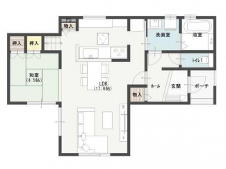 ～１階間取り図～　お家に帰って洗面室への動線がスムーズ！