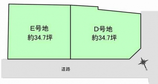 区画全体図　間口１０ｍ以上　角地あり