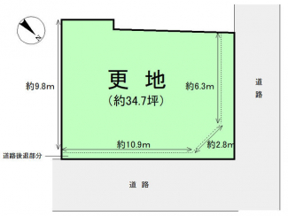 土地図（角地）　有効面積約３４．７５坪