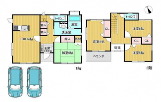 １階（５５．４８㎡）、２階（４３．８８㎡）