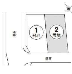 更地　北東角地　整形地　建築条件なし売り土地