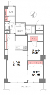 2LDK　LDK17帖　専有面積66.85㎡