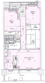 ３ＬＤＫ　住居専有面積７６．６８㎡（２２．１９坪）