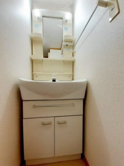 ゆったりとスペースのある洗面所