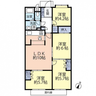 平面図　物件は１階部分です　永住志向の４ＬＤＫ