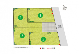 区画図。全４区画のゆったりとした分譲地。