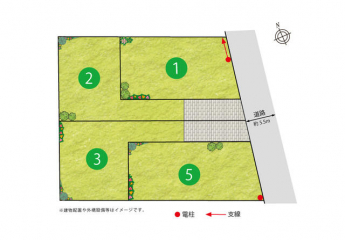 区画図。全４区画のゆったりとした分譲地。