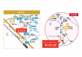 ストークガーデン野口町北野までの現地案内図。