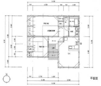 前面の平屋建て間取り図