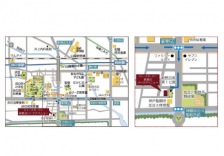 ストークガーデン新野辺パークアベニューまでの現地案内図。
