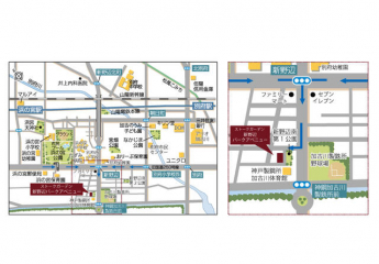ストークガーデン新野辺パークアベニューまでの現地案内図。