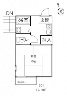 約6帖のお部屋は和室なのでゆったりとくつろげる空間となっております。
