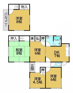 五個荘団地１貸家の画像
