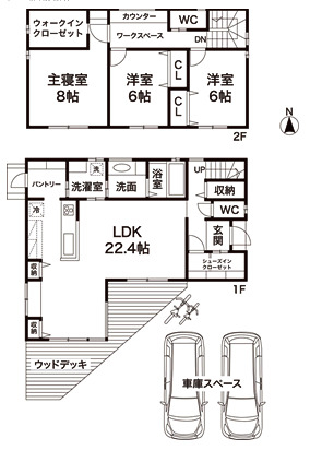 建築プラン参考図です。土地価格＋建物代金2080万円で建築可能です。
お気軽にご相談ください。