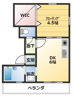 使い勝手のいい１DKです
