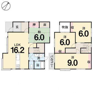 【リフォーム後の間取り】４ＬＤＫ　建物面積：１０１．８５㎡（