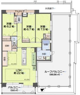 最上階、角部屋、専有面積：９９．４５㎡（３０．０８坪）のゆとりある住戸です！