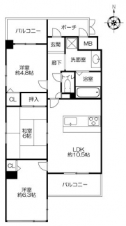 3LDKの61.04㎡。全面リフォーム済で新築同様綺麗なマンションです。