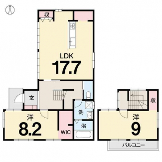 【リフォーム後の間取図】２ＬＤＫ　建物面積：１００．１７㎡（