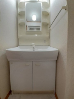 ゆったりとスペースのある洗面所