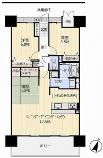 約17.5帖の広々したLDKが特徴の生活しやすい間取りです