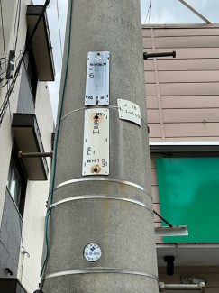 西側県道にある電柱