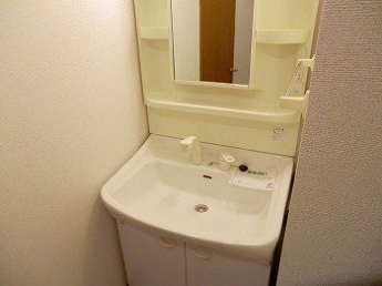 ゆったりとスペースのある洗面所