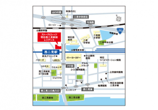 ストークビレッジ明石西二見駅前レジデンスまでの案内図。