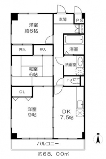 約66㎡の3DK。たくさんお部屋があるから使い勝手抜群！