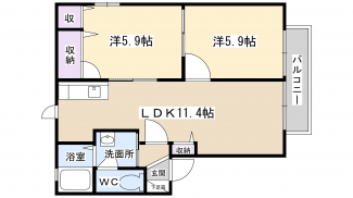 2階の角部屋です