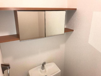 トイレ棚にはペーパーなど隠せます