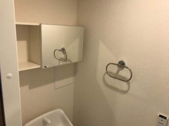 トイレ上部には収納もあり