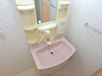 ゆったりとスペースのある洗面所