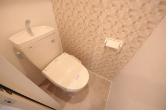 落ち着いた色調のトイレです